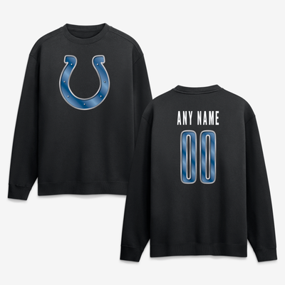 Indianapolis Colts  Metallic Mascot Personalized Name & Number Sweatshirt - Black