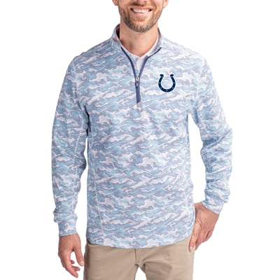 Indianapolis Colts Cutter & Buck   Traverse Camo Print Stretch Quarter-Zip Pullover Top - Blue