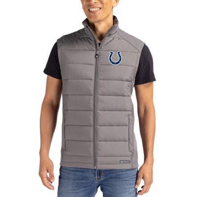 Indianapolis Colts Cutter & Buck Primary Mark Evoke PrimaLoft Hybrid Eco Softshell Recycled Full-Zip Vest - Gray