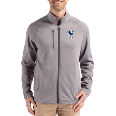 Indianapolis Colts Cutter & Buck Peshastin Eco Fleece Recycled Raglan Tri-Blend Full-Zip Jacket -  Heather Gray