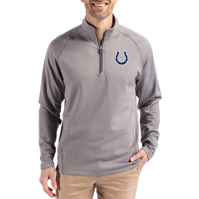 Indianapolis Colts Cutter & Buck Peshastin Eco Fleece Tri-Blend Raglan Recycled Quarter-Zip Jacket -  Heather Gray