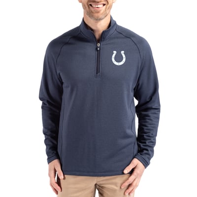 Indianapolis Colts Cutter & Buck Peshastin Eco Fleece Tri-Blend Raglan Recycled Quarter-Zip Jacket -  Heather Navy