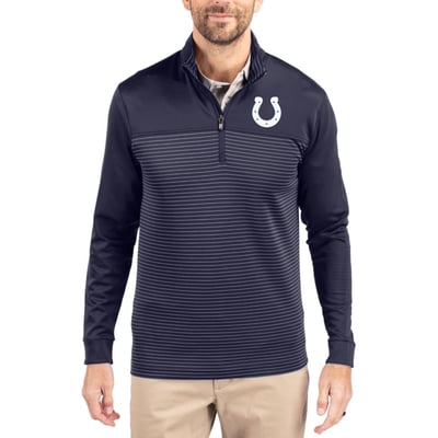 Indianapolis Colts Cutter & Buck Traverse Stripe Quarter-Zip Pullover Jacket - Navy
