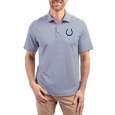 Indianapolis Colts Cutter & Buck Virtue Eco Pique Stripe Recycled Polo - Royal