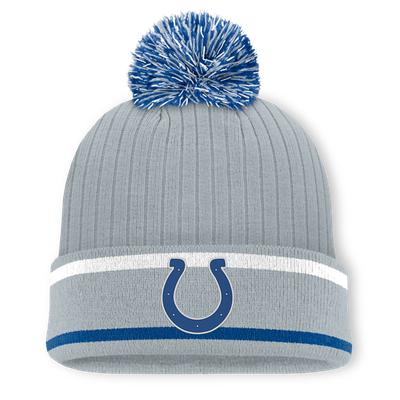 Indianapolis Colts Fanatics Fissure Cuffed Knit Hat with Pom - Gray