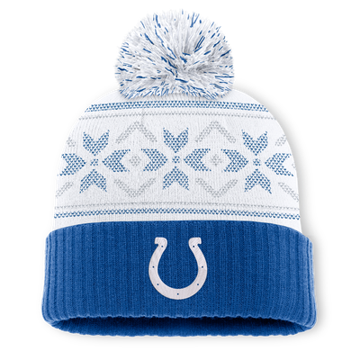 Indianapolis Colts Fanatics Snowday Cuffed Knit Hat with Pom - Royal/White