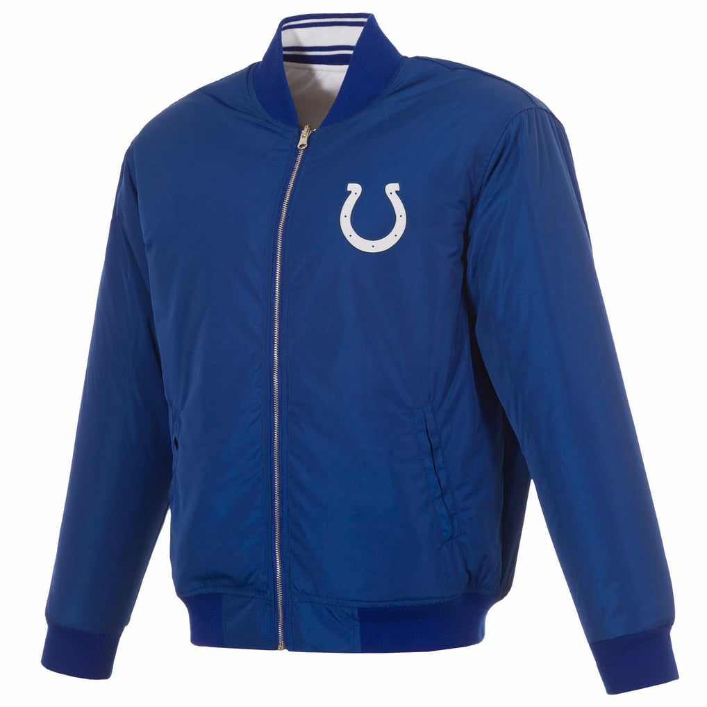  Indianapolis Colts JH Design Full-Zip Reversible Flight Jacket - Royal/White