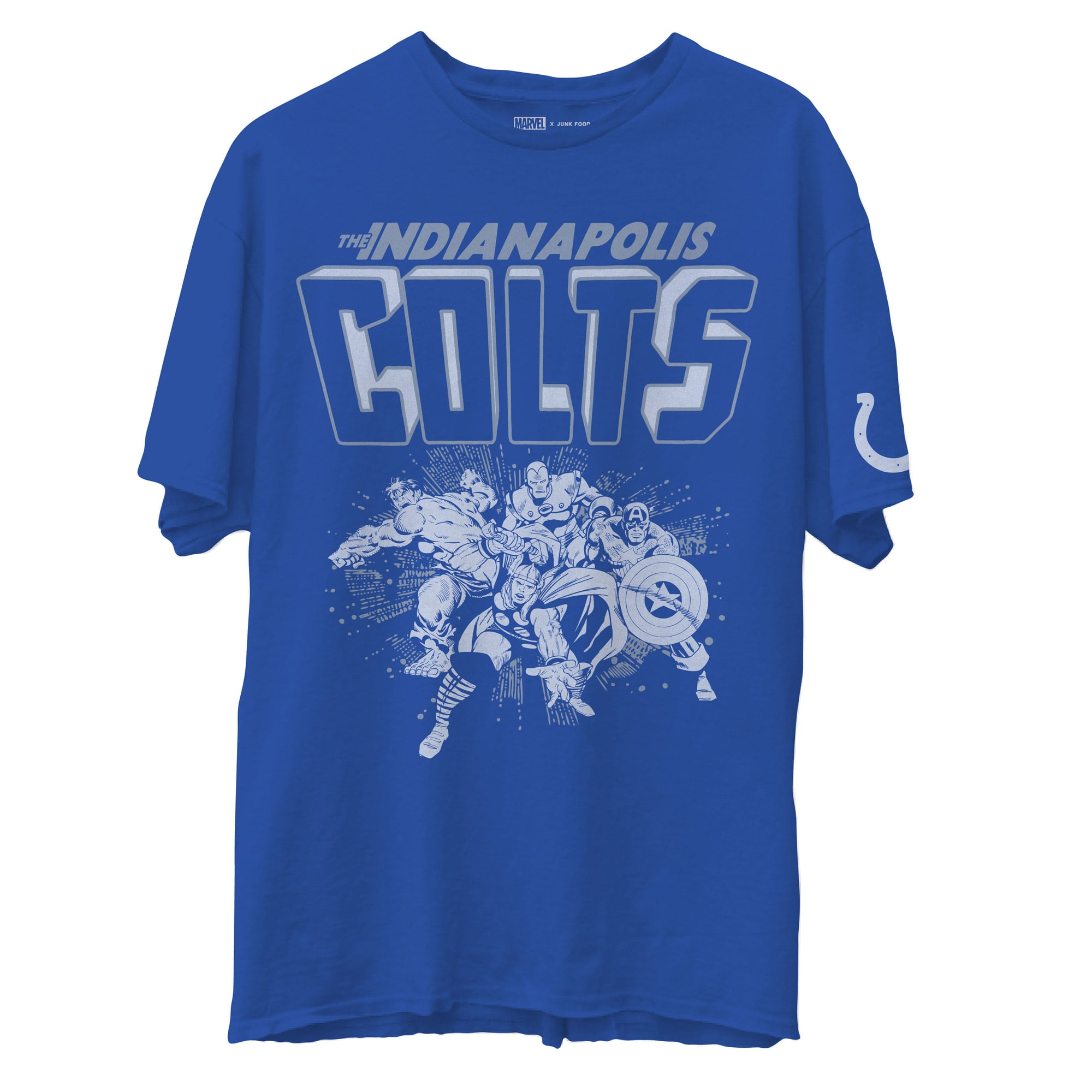 Men's Junk Food Royal Indianapolis Colts Marvel T-Shirt