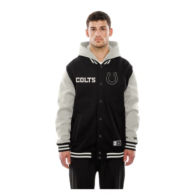 Indianapolis Colts New Era Full-Snap Fleece Hooded Jacket - Black/Cream