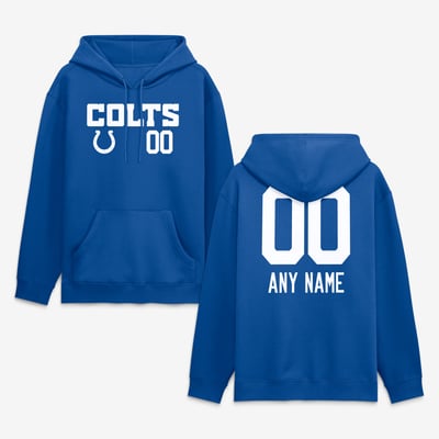 Indianapolis Colts  Touchdown Wordmark Personalized Name & Number Hoodie - Royal