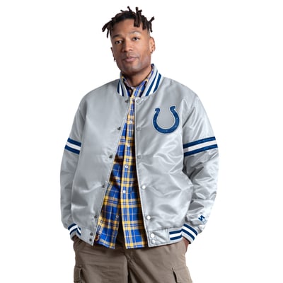 Indianapolis Colts Starter Courtside II Alternate Logo Varsity Full Snap Jacket - Gray