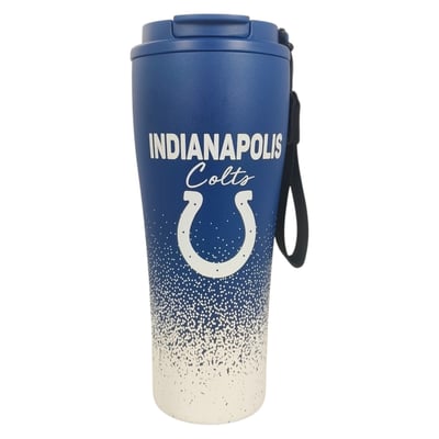 Indianapolis Colts Pegasus 20oz Splatter Script Stainless Steel ProSip Coffee Cup with Strap