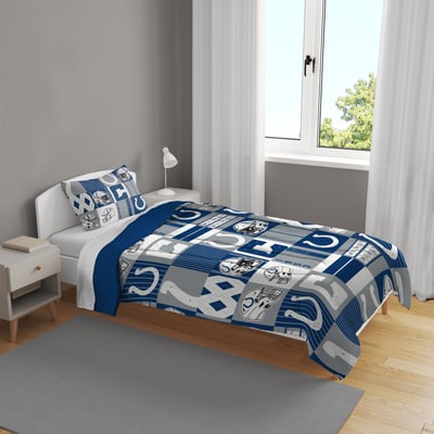 Indianapolis Colts Pegasus Patchwork Plaid Two-Piece Twin/Twin XL Bed in a Bag Set