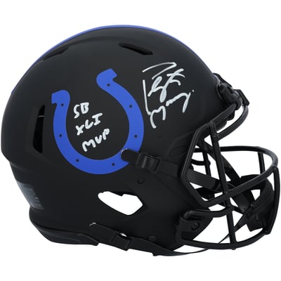 Peyton Manning Indianapolis Colts Autographed Fanatics Authentic Riddell Eclipse Speed Authentic Helmet with "SB XLI MVP" Inscription 
