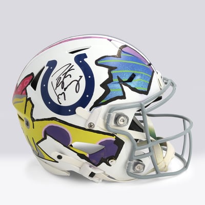 Peyton Manning Indianapolis Colts Autographed Fanatics Authentic Riddell Speed Flex Authentic Helmet - Art by JPO - Limited Edition #1/1 - BB14001603