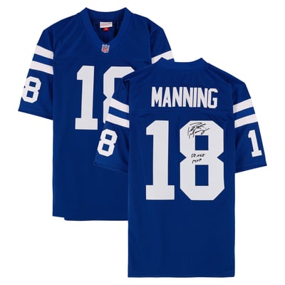 Peyton Manning Indianapolis Colts Autographed Fanatics Authentic Royal Mitchell & Ness Authentic Jersey with "SB XLI MVP" Inscription 