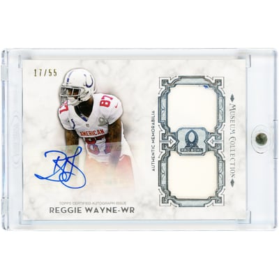 Reggie Wayne Indianapolis Colts Autographed 2013 Topps Museum Collection Pro Bowl Signature Swatches Dual Game Used Jersey Relics #PBSS-RW #17/55 Card