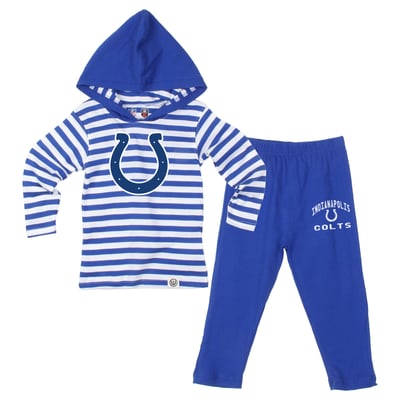  Indianapolis Colts Wes & Willy Toddler Stripe Hooded Long Sleeve and Pant Set - Royal
