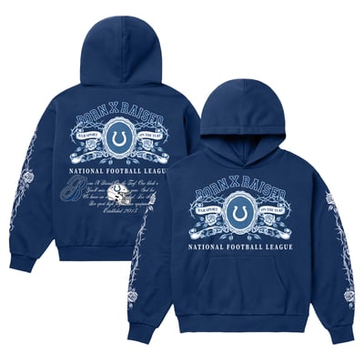Indianapolis Colts Born x Raised Unisex Crest Hoodie - Navy