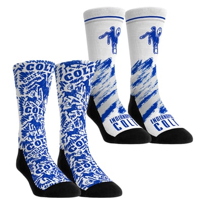  Indianapolis Colts Rock Em Unisex Throwback Two-Pack Crew Socks Set - Blue