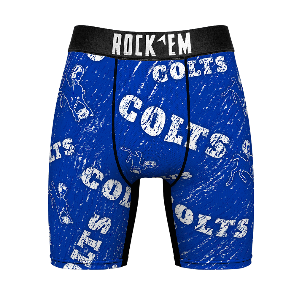 Indianapolis Colts Rock Em Socks Unisex Throwback Logo Allover Boxer Briefs