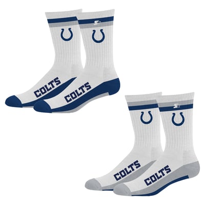  Indianapolis Colts Starter Unisex Two-Pack Stripe Top End Crew Socks