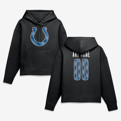 Indianapolis Colts Women's Forged Mascot Personalized Name & Number Hoodie - Black