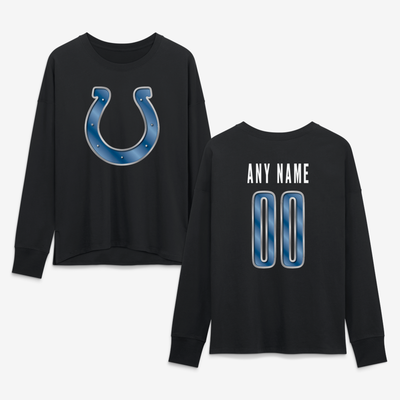 Indianapolis Colts Women's Forged Mascot Personalized Name & Number Long Sleeve T-Shirt - Black