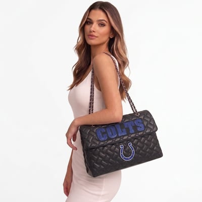  Indianapolis Colts FABGATING by Cuce Women's Vegan Leather Oversized Tote Bag - Black