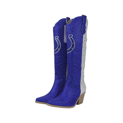 Indianapolis Colts FABGATING by Cuce Women's Two-Tone Crystal Cowboy Boot - Royal