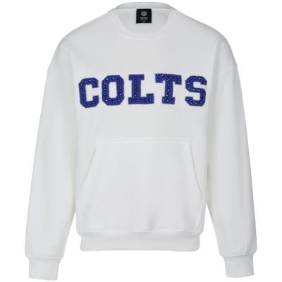 Indianapolis Colts FABGATING by Cuce Women's Chenille Jeweled Sweatshirt - White