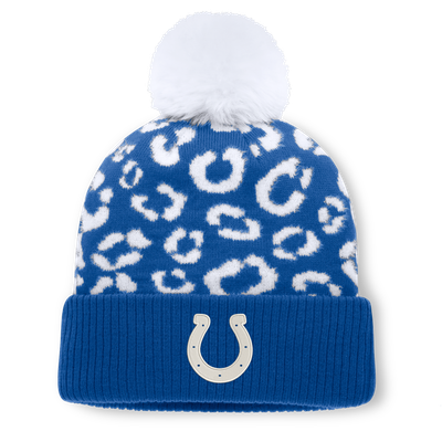 Indianapolis Colts Fanatics Women's Blur Cuffed Knit Hat with Pom - Royal