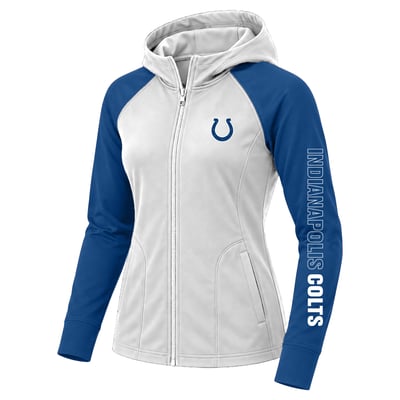 Indianapolis Colts Fanatics Women's Plus Size Cornerback Blitz Full-Zip Hoodie - White/Royal