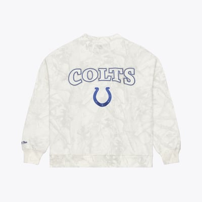  Indianapolis Colts Mitchell & Ness Women's Ghosted Fleece Mockneck Crew Mock Neck Pullover - White
