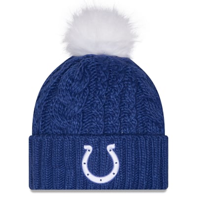 Indianapolis Colts New Era Women's Single Knit Hat with Pom - Royal