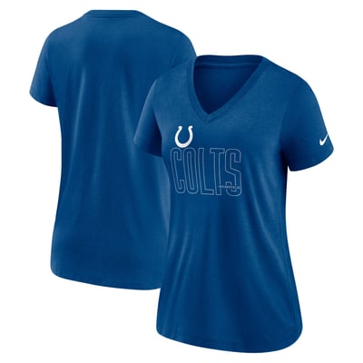 Indianapolis Colts Nike Women's Lock Up Tri-Blend V-Neck T-Shirt - Heathered Royal