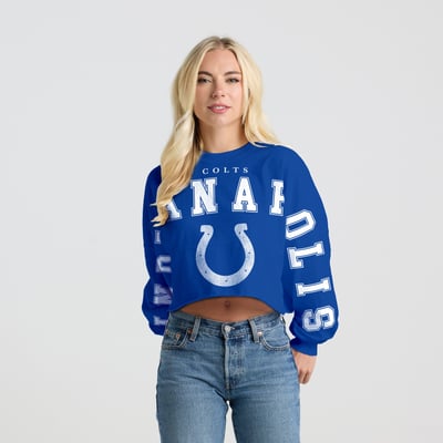 Indianapolis Colts Spirit Jersey Women's Cropped Long Sleeve T-Shirt - Royal