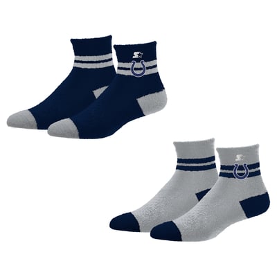 Indianapolis Colts Starter Women's Cozy Cuff Stripes Quarter-Length Plush Socks
