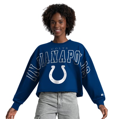 Indianapolis Colts Starter Women's Bleachers Cropped Sweatshirt - Royal