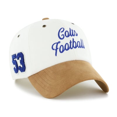Indianapolis Colts Stoney Clover Lane x '47 Women's Cursive Clean Up Adjustable Hat - Cream/Tan