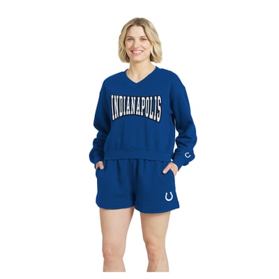 Indianapolis Colts WEAR by Erin Andrews Fleece V-Neck Lounge Set - Royal
