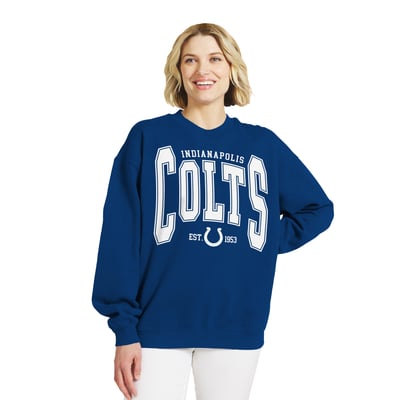  Indianapolis Colts WEAR by Erin Andrews Women's Oversized Crewneck Sweatshirt - Royal