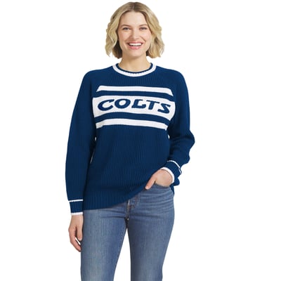  Indianapolis Colts WEAR by Erin Andrews Women's Raglan Shaker Sweater - Royal