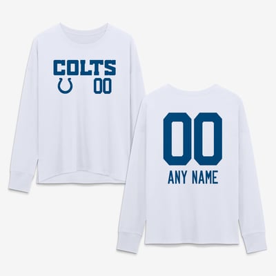 Indianapolis Colts Women's Touchdown Wordmark Personalized Name & Number Long Sleeve T-Shirt - White