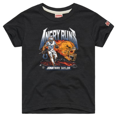 Jonathan Taylor Indianapolis Colts Homage Youth Angry Runs Tri-Blend T-Shirt - Charcoal