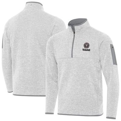  Inter Miami CF Antigua 2025 MLS Cup Champions Fortune Quarter-Zip Sweatshirt - Heather Gray
