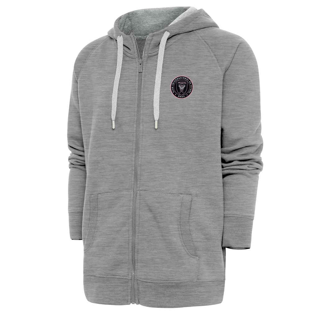 Inter Miami CF Antigua Logo Victory Full-Zip Hoodie - Heather Gray
