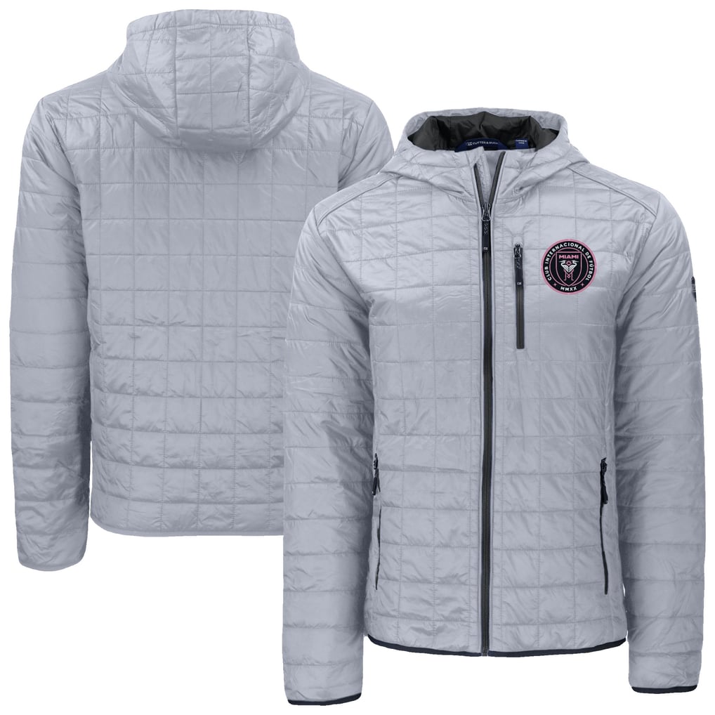 Inter Miami CF Cutter & Buck Rainier PrimaLoft® Eco Full-Zip Hoodie Jacket - Gray