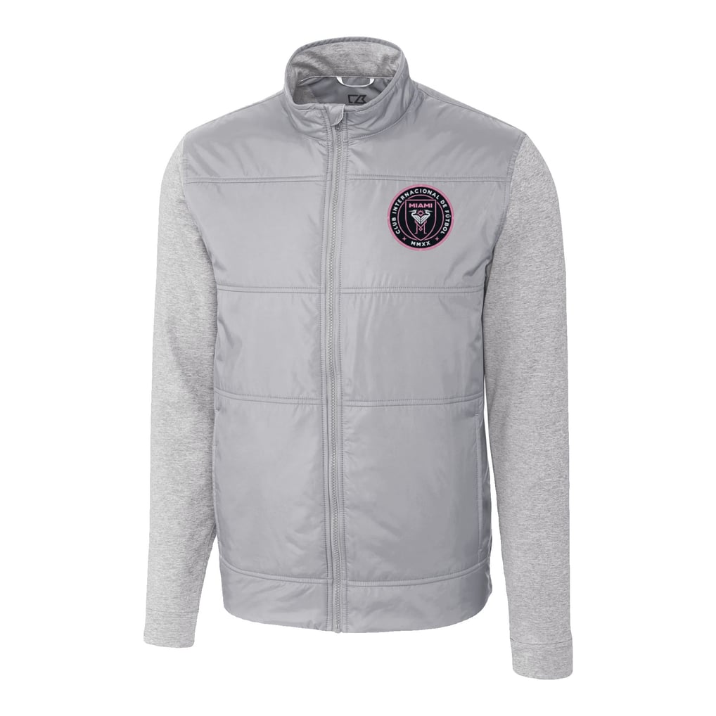  Inter Miami CF Cutter & Buck Stealth Hybrid Quilted Full-Zip Windbreaker Jacket - Gray