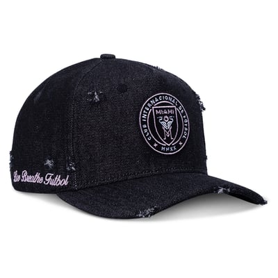 Inter Miami CF Live Breathe Futbol Unisex Distressed Snapback Hat - Black